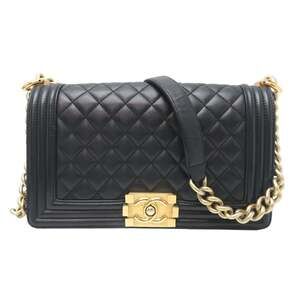 Chanel Boy 25 Women's Shoulder Bag A67086 Lambskin Black